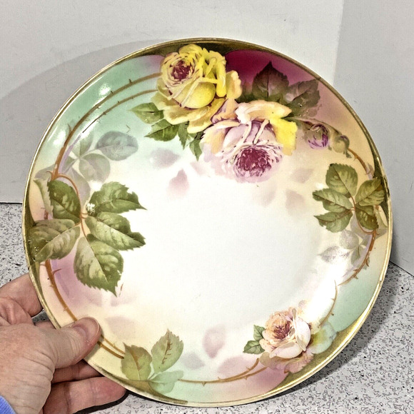 Vintage Royal Rudolstadt Cabinet Plate Prussian Porcelain Floral Hand Painted - Picture 7 of 7
